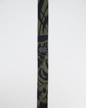 Hermès "Bouquet Final" Silk Twilly in Vert Loden with Rouge H Leather Fringe