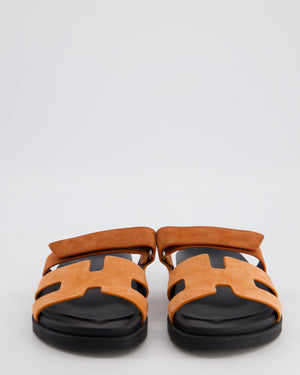 Hermès Burnt Orange Suede Chypre Sandals Size EU 37.5