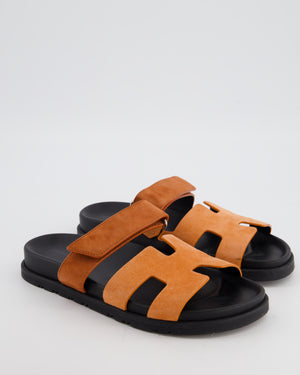 Hermès Burnt Orange Suede Chypre Sandals Size EU 37.5