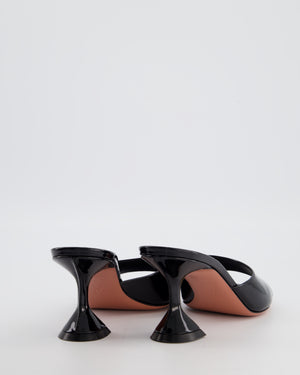 Amina Muaddi Black Patent Leather Lupita Mules Size EU 38