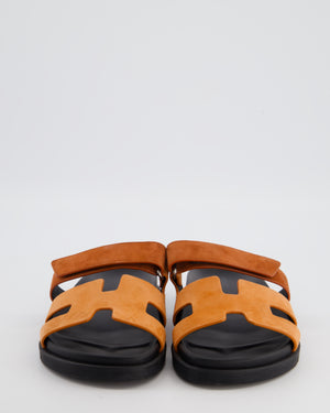 Hermès Orange Duo Tone Suede Chypre Sandals Size EU 39