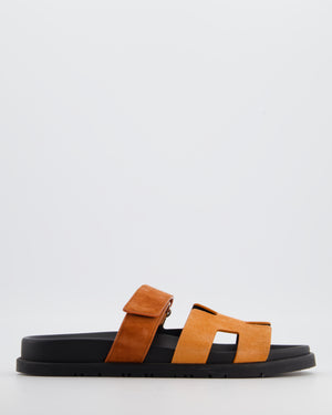 Hermès Orange Duo Tone Suede Chypre Sandals Size EU 39