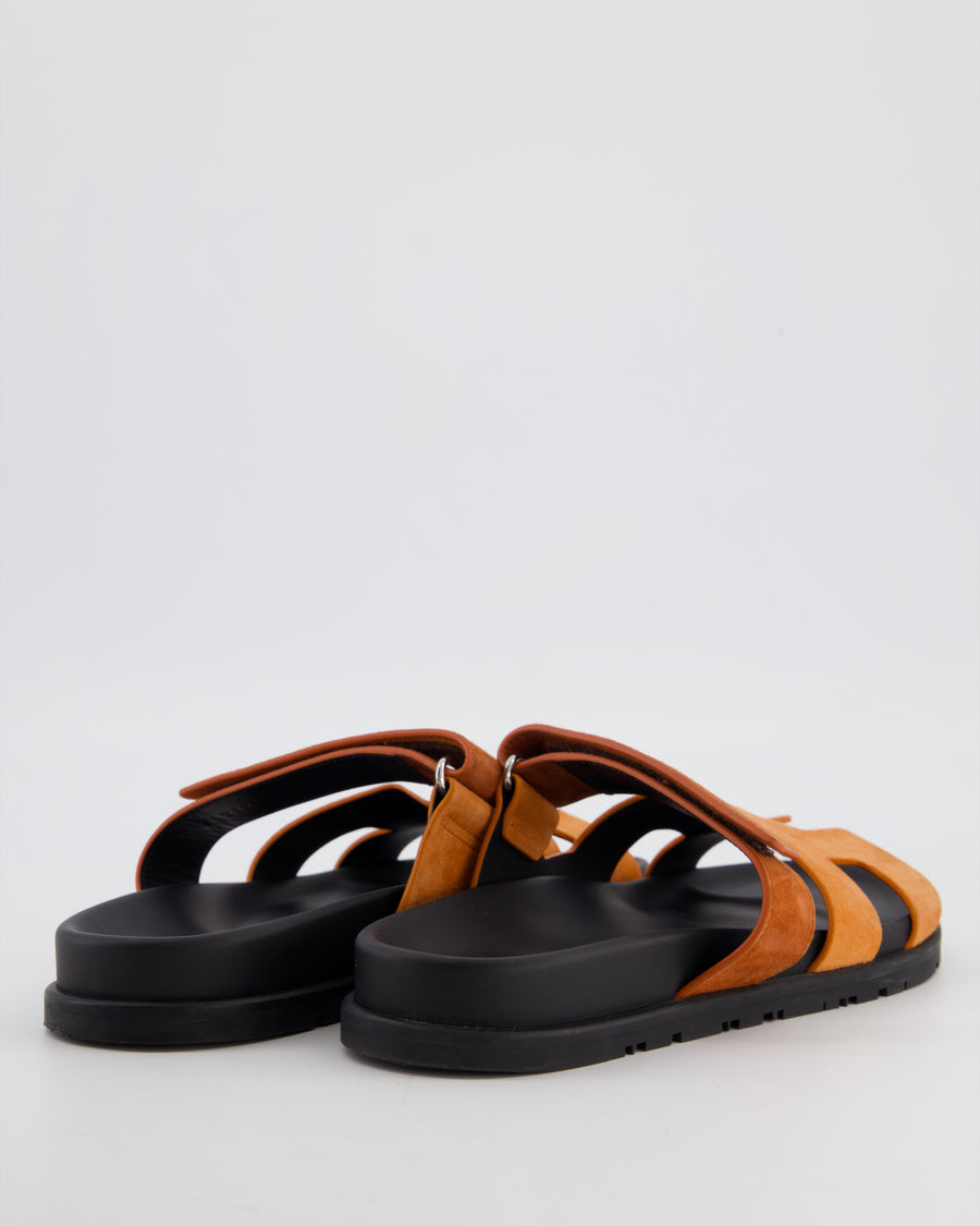 Hermès Orange Duo Tone Suede Chypre Sandals Size EU 39