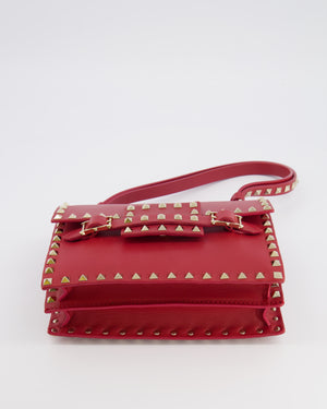 Valentino Red Leather Rockstud Buckled Bag with Gold Hardware RRP £1,390