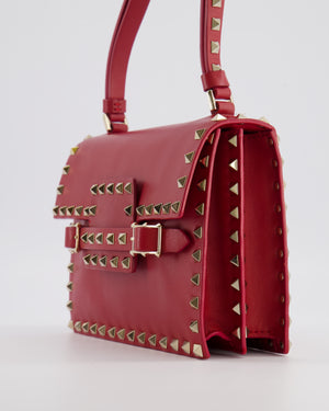 Valentino Red Leather Rockstud Buckled Bag with Gold Hardware RRP £1,390