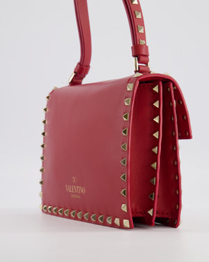 Valentino Red Leather Rockstud Buckled Bag with Gold Hardware RRP £1,390