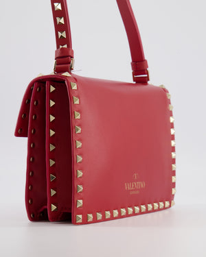 Valentino Red Leather Rockstud Buckled Bag with Gold Hardware RRP £1,390