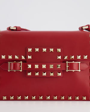 Valentino Red Leather Rockstud Buckled Bag with Gold Hardware RRP £1,390