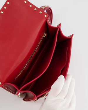 Valentino Red Leather Rockstud Buckled Bag with Gold Hardware RRP £1,390
