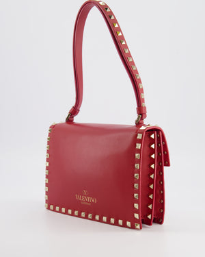 Valentino Red Leather Rockstud Buckled Bag with Gold Hardware RRP £1,390
