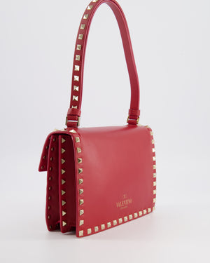 Valentino Red Leather Rockstud Buckled Bag with Gold Hardware RRP £1,390