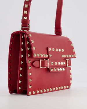 Valentino Red Leather Rockstud Buckled Bag with Gold Hardware RRP £1,390