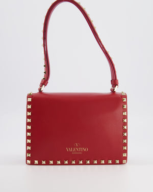 Valentino Red Leather Rockstud Buckled Bag with Gold Hardware RRP £1,390