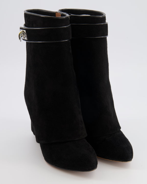 Givenchy Black Suede Mid-Calf Shark Lock Boots Size EU 37 RRP £1,590