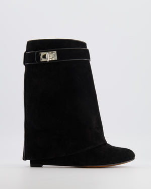 Givenchy Black Suede Mid-Calf Shark Lock Boots Size EU 37 RRP £1,590