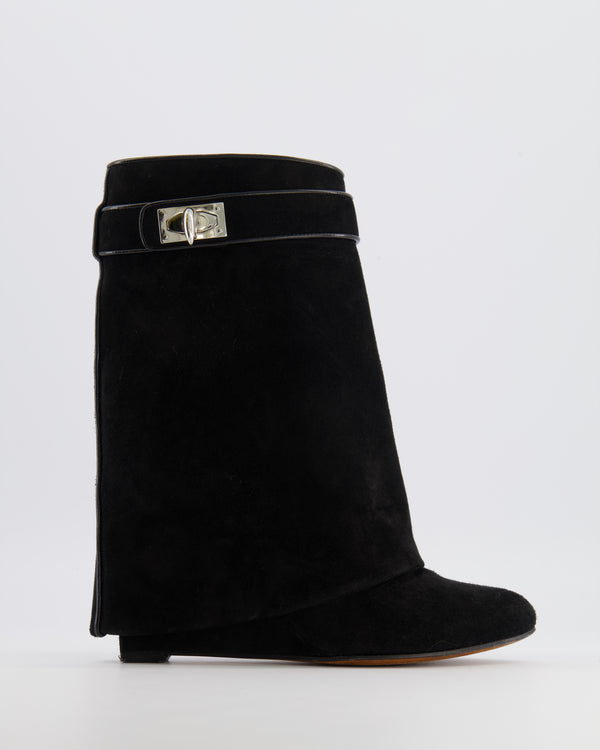 Givenchy Black Suede Mid-Calf Shark Lock Boots Size EU 37 RRP £1,590