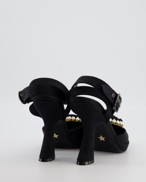 Christian Dior Black Rose Pump with White Pearl Detail Size EU 38