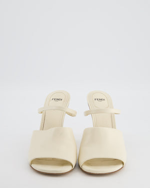 Fendi Cream First Heeled Sandal with Gold Logo Heel Detail Size EU 39