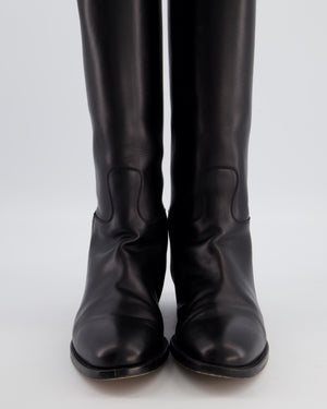 Hermès Black Jumping Boots in Box Calfskin Leather with Palladium Kelly Buckle Size EU 40