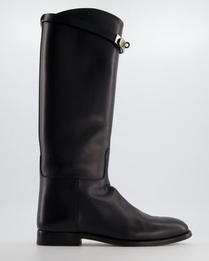Hermès Black Jumping Boots in Box Calfskin Leather with Palladium Kelly Buckle Size EU 40