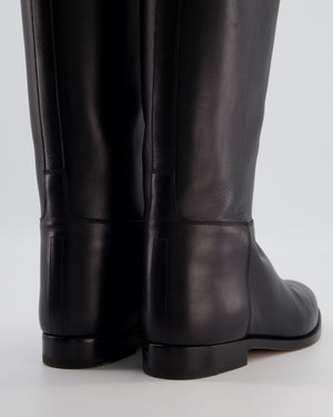 Hermès Black Jumping Boots in Box Calfskin Leather with Palladium Kelly Buckle Size EU 40