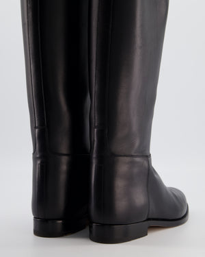 Hermès Black Jumping Boots in Box Calfskin Leather with Palladium Kelly Buckle Size EU 40