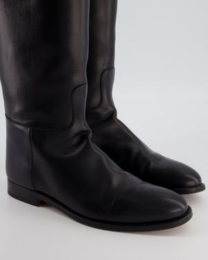 Hermès Black Jumping Boots in Box Calfskin Leather with Palladium Kelly Buckle Size EU 40