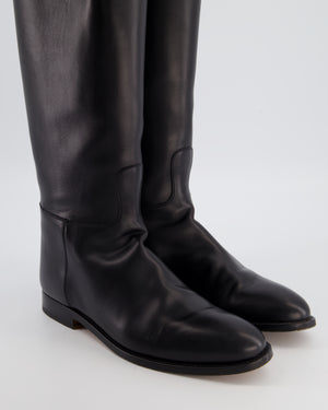 Hermès Black Jumping Boots in Box Calfskin Leather with Palladium Kelly Buckle Size EU 40