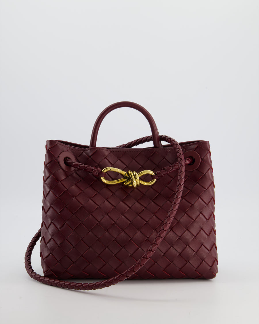 Bottega Veneta Small Andiamo Bag in Barolo Intrecciato Leather with Gold Hardware RRP £3,460