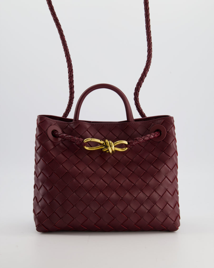 Bottega Veneta Small Andiamo Bag in Barolo Intrecciato Leather with Gold Hardware RRP £3,460