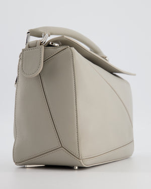 *NEW MODEL* Loewe Grey Small Featherlight Puzzle Bag in Nappa Lambskin Leather with Silver Hardware & Charm RRP £3,250