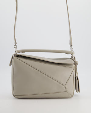 *NEW MODEL* Loewe Grey Small Featherlight Puzzle Bag in Nappa Lambskin Leather with Silver Hardware & Charm RRP £3,250