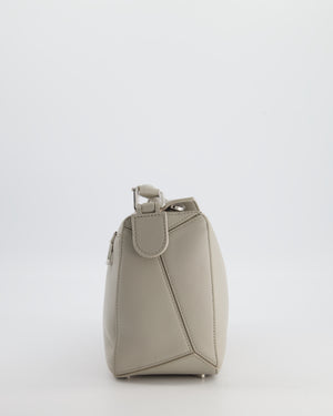 *NEW MODEL* Loewe Grey Small Featherlight Puzzle Bag in Nappa Lambskin Leather with Silver Hardware & Charm RRP £3,250