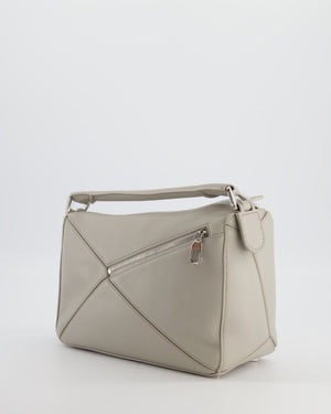 *NEW MODEL* Loewe Grey Small Featherlight Puzzle Bag in Nappa Lambskin Leather with Silver Hardware & Charm RRP £3,250