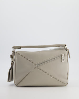 *NEW MODEL* Loewe Grey Small Featherlight Puzzle Bag in Nappa Lambskin Leather with Silver Hardware & Charm RRP £3,250