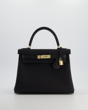 *RARE* Hermès Kelly 28 Retourne Bag in Noir Togo Leather with Permabrass Hardware