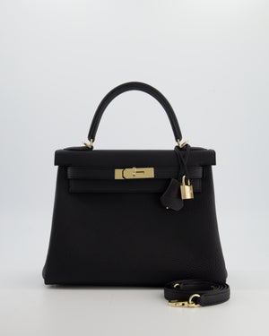 *RARE* Hermès Kelly 28 Retourne Bag in Noir Togo Leather with Permabrass Hardware