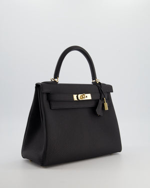 *RARE* Hermès Kelly 28 Retourne Bag in Noir Togo Leather with Permabrass Hardware