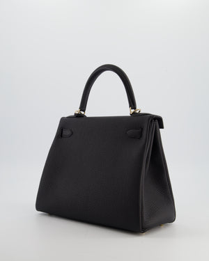 *RARE* Hermès Kelly 28 Retourne Bag in Noir Togo Leather with Permabrass Hardware