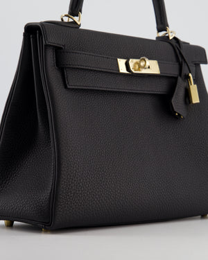 *RARE* Hermès Kelly 28 Retourne Bag in Noir Togo Leather with Permabrass Hardware