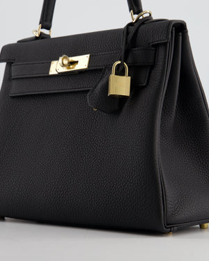 *RARE* Hermès Kelly 28 Retourne Bag in Noir Togo Leather with Permabrass Hardware