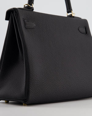 *RARE* Hermès Kelly 28 Retourne Bag in Noir Togo Leather with Permabrass Hardware