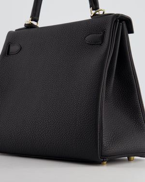 *RARE* Hermès Kelly 28 Retourne Bag in Noir Togo Leather with Permabrass Hardware