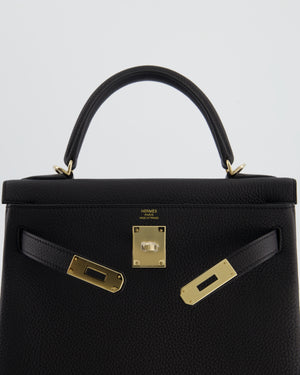 *RARE* Hermès Kelly 28 Retourne Bag in Noir Togo Leather with Permabrass Hardware