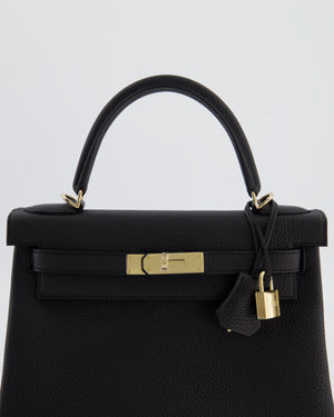 *RARE* Hermès Kelly 28 Retourne Bag in Noir Togo Leather with Permabrass Hardware