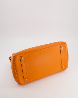 Hermès Birkin 35 Retourne Bag in Orange Taurillon Clemence Leather with Gold Hardware