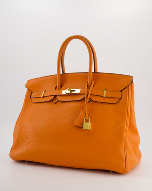 Hermès Birkin 35 Retourne Bag in Orange Taurillon Clemence Leather with Gold Hardware