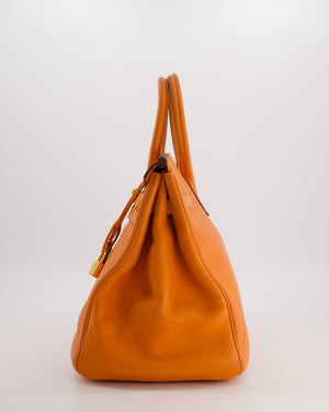 Hermès Birkin 35 Retourne Bag in Orange Taurillon Clemence Leather with Gold Hardware