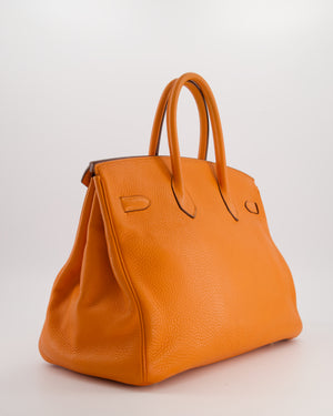 Hermès Birkin 35 Retourne Bag in Orange Taurillon Clemence Leather with Gold Hardware