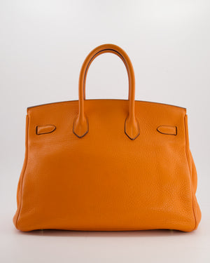 Hermès Birkin 35 Retourne Bag in Orange Taurillon Clemence Leather with Gold Hardware
